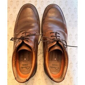 Clarks Mens 11.5‎ W Brown Leather Comfort Classic Oxfords Shoes Cushion Sole